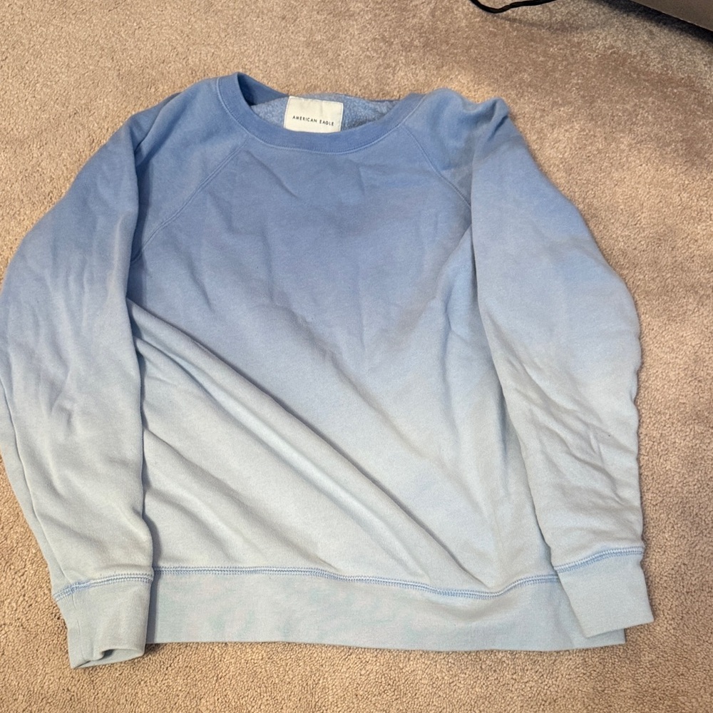 American Eagle Light Blue Ombre Crewneck Sweater